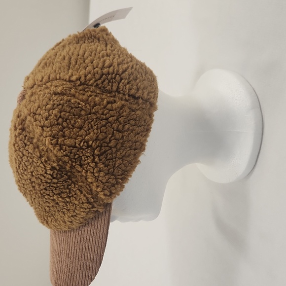 Anthropologie Teddy Sherpa Corduroy Baseball Cap Hat. Two Tone Brown. Size OS - Picture 3 of 7